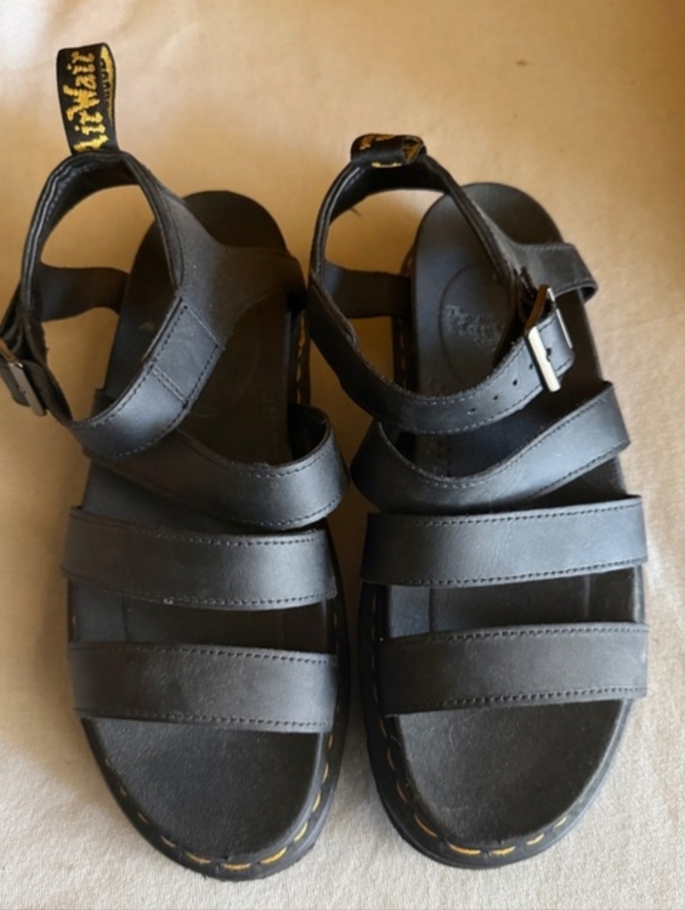 Dr. Martens Black Leather Strappy Sandals
